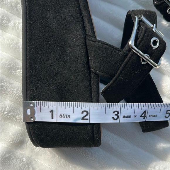 ASOS Black Suede Sandals with Wide Strap and Cushioned Sole - Picture 10 of 12